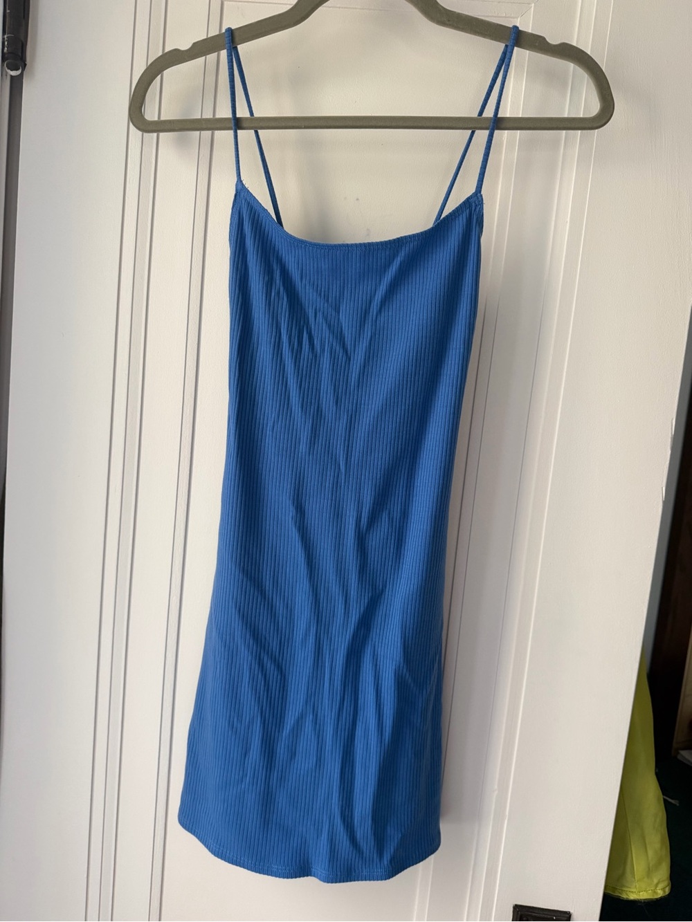 Reformation Blue Ribbed Spaghetti Strap Dress